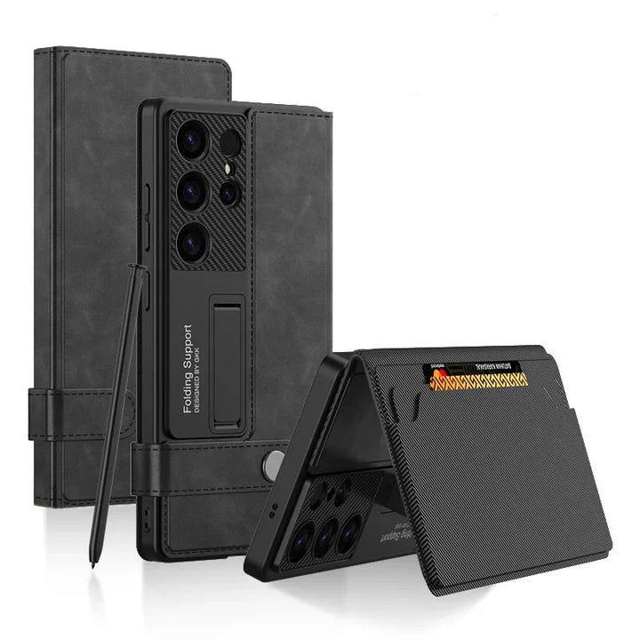 Luxury Leather Flip Wallet Case for Samsung Galaxy S25 Ultra with Card Slots & Kickstand – Shockproof and Stylish