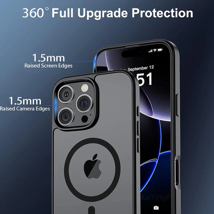 MagSafe Compatible Transparent Magnetic Case for iPhone 16-11 Series – Ultra-Clear Shockproof Design