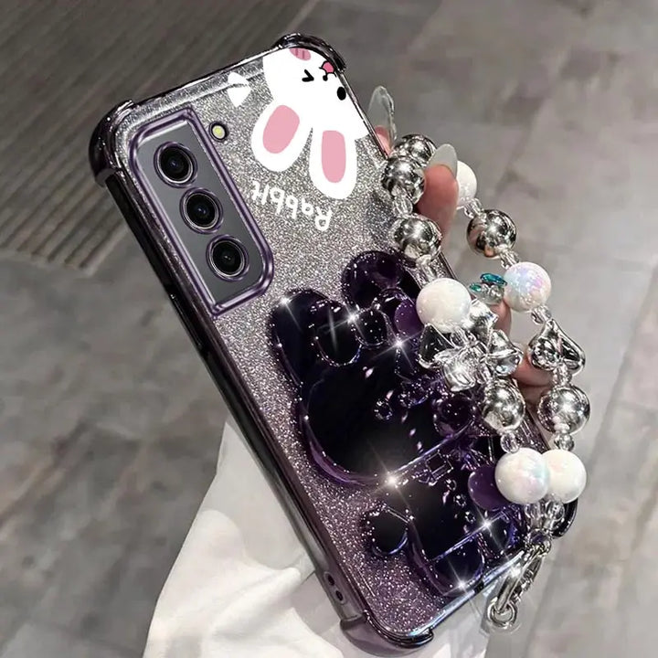 Airbag Glitter Rabbit Holder Case for Samsung S20/S21/S22 Ultra/Plus