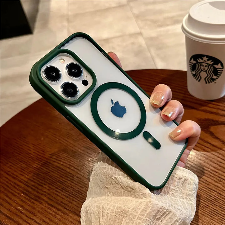 Transparent MagSafe case for iPhone 15 pro Max green