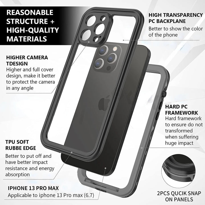 IP68 Waterproof Case For iPhone 16 15 Pro Max 14 13 12 11 Shockproof Heavy Duty iPhone Case