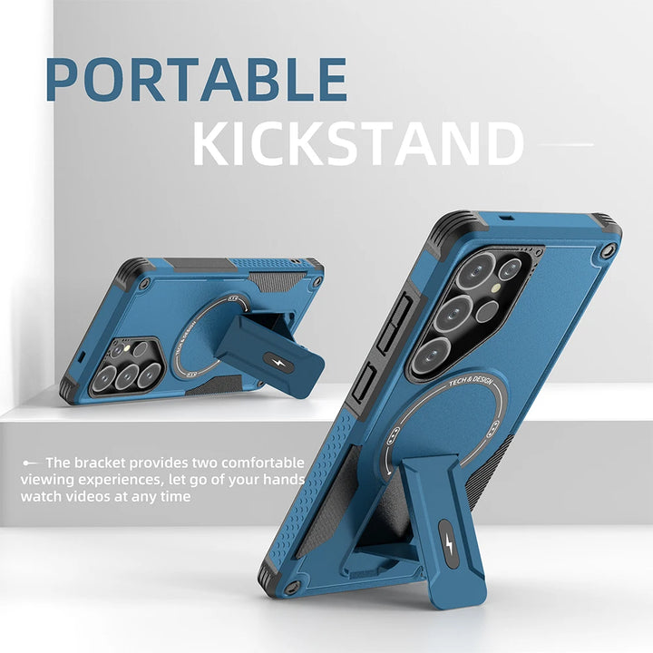 Samsung S25/S24 Ultra Magnetic Armor Case with Folding Stand