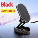 Black 360-degree rotate phone holder on a car dashboard with snowy landscape in the background