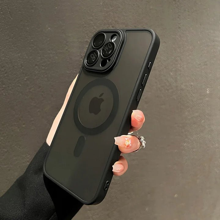 Luxury Matte Armor Case with Magsafe – Shockproof Silicone + PC Hybrid Cover for iPhone 11–16 Pro Max – Black, Gray, Navy Blue