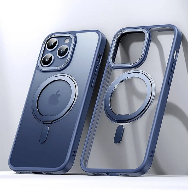Luxury 360° Rotating Stand Case for iPhone 16 Pro Max, Magnetic Magsafe Ring Holder, Anti-Scratch and Wireless Charging Compatible