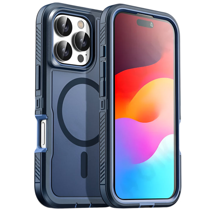 Heavy Duty Rugged Case for iPhone 16 15 14 13 12 – Shockproof Magnetic Armor Cover with Ring Stand & Slide Camera Protection