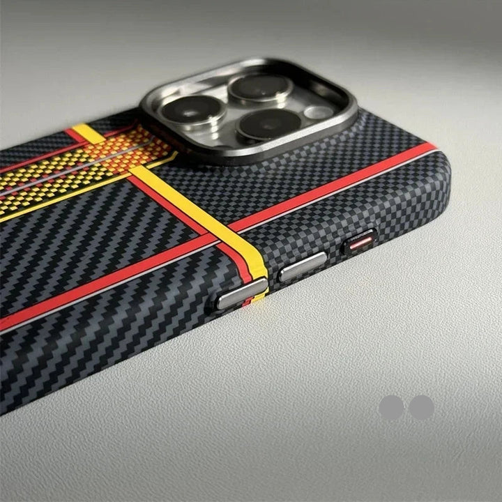 Carbon Fiber MagSafe Case for iPhone 16 Pro Max – Abstract Geometric Tough Armor with Magnetic Wireless Charging