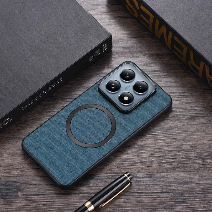 Magnetic TPU + PC Anti-Slip Case for Xiaomi 14T Pro and 14T with Woven Textile Pattern