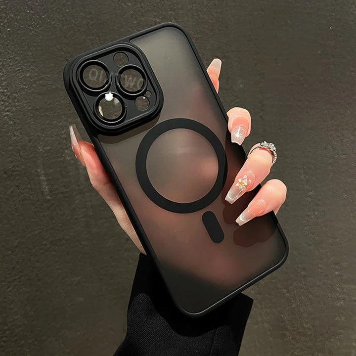 Luxury Matte Armor Case with Magsafe – Shockproof Silicone + PC Hybrid Cover for iPhone 11–16 Pro Max – Black, Gray, Navy Blue