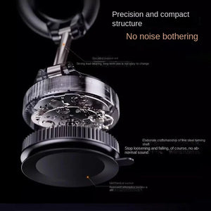 Mechanical device with intricate details on a black background
