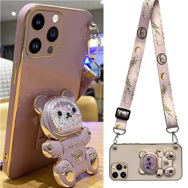 Quicksand Bear Lanyard-Hülle für iPhone 6/7/8/11/12/13/14/15 Pro Max