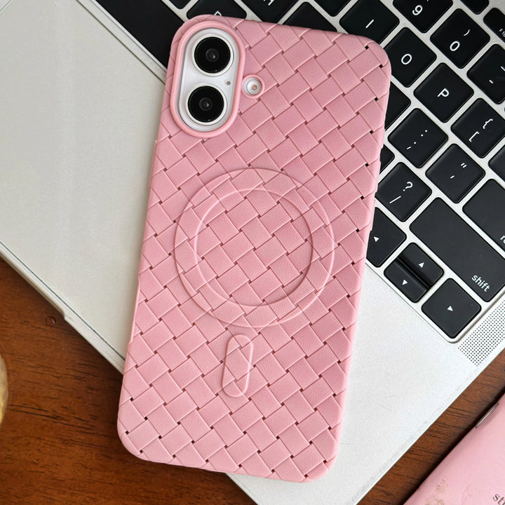 Breathable Woven Soft Silicone Magsafe Case For iPhone 16 15 14 13 12 11 Pro Max Leather Magnetic Mesh Cooling Shockproof Cover