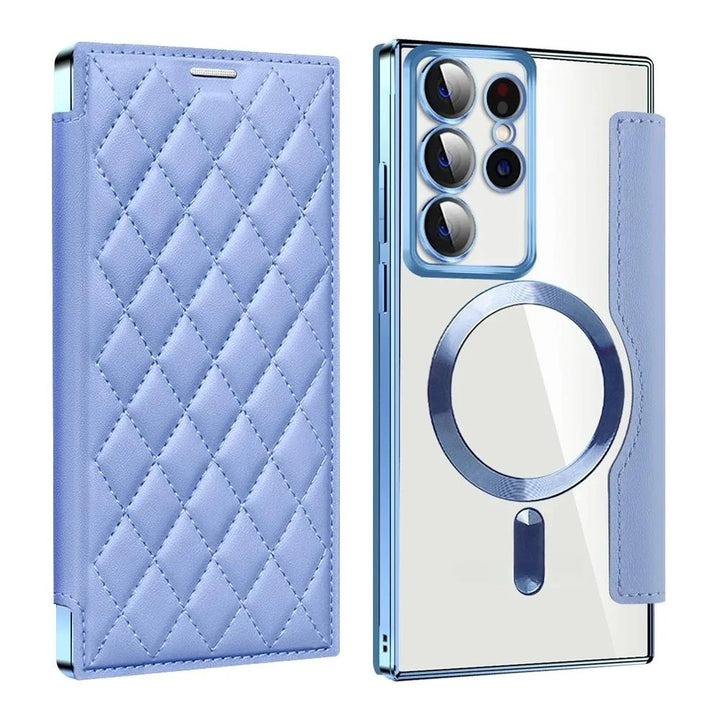 Card Holder Magnetic Leather Case for Samsung S22/S23/S24 Ultra, Wireless Charging