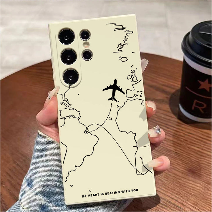 Airplane Route Design Phone Case for Samsung Galaxy S25 S24 S23 S22 S21 S20 Note 20 10 Lite Ultra Plus FE