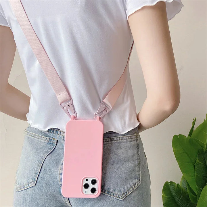Soft Crossbody Lanyard Case for Samsung Galaxy A12-A72, Anti-Scratch Plain Design
