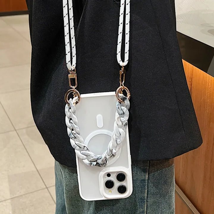 Clear MagSafe Crossbody Case with Adjustable Strap for iPhone 16 15 14 13 12 – Stylish & Shockproof Design
