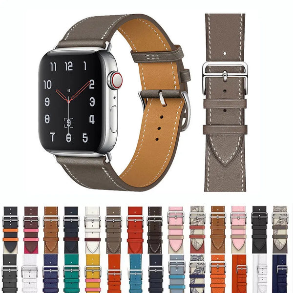 Genuine leather Apple Watch strap – Stylish and durable bracelet design.