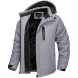 Gray and black jacket with a hood on a white background