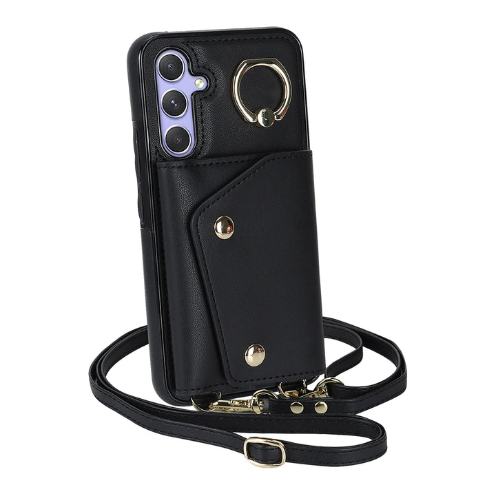 Crossbody Zipper Wallet Case with Card Holder for Samsung S23 Ultra/S22 Plus/S21 FE/A54/A53, Leather Cover