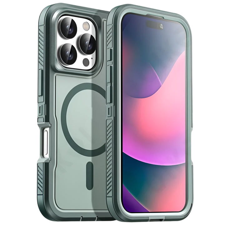 Heavy Duty Rugged Case for iPhone 16 15 14 13 12 – Shockproof Magnetic Armor Cover with Ring Stand & Slide Camera Protection
