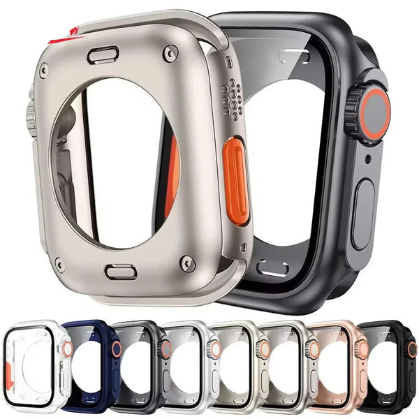 PC Case For Apple Watch 46mm 42 41/45mm 40/44mm Screen Protector Hard Cover Front Rear Bumper iWatch 10 9 8 7 6 5Change To Ultra