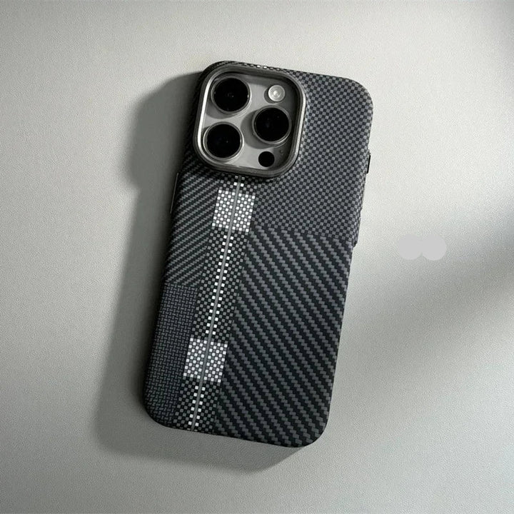 Carbon Fiber MagSafe Case for iPhone 16 Pro Max – Abstract Geometric Tough Armor with Magnetic Wireless Charging