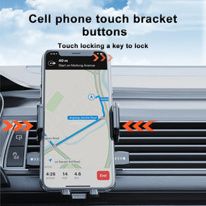 Phone holder with map display on a car dashboard